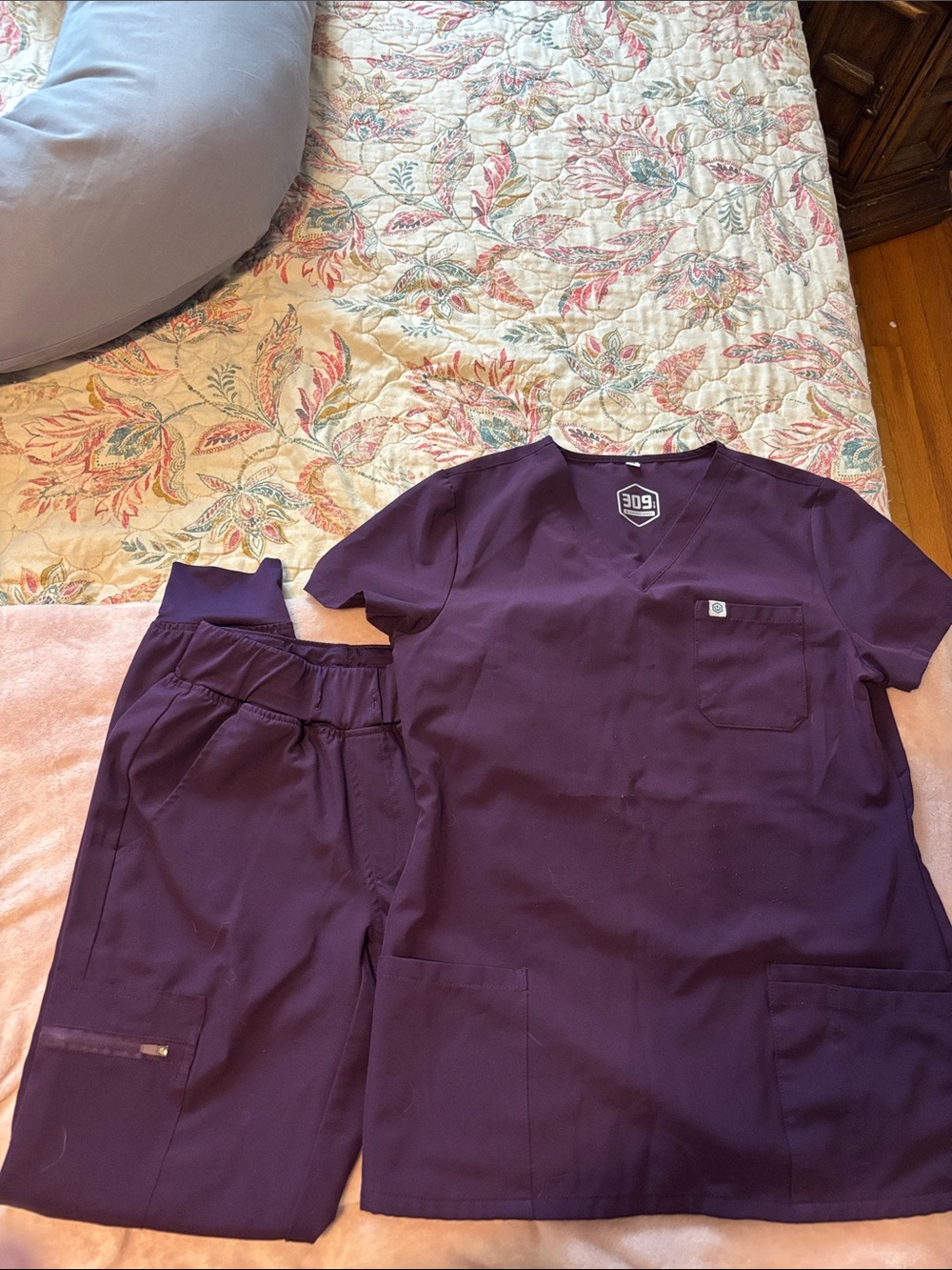 Amazon Women's Purple Two-Piece Pajama/Medical Scrub Set